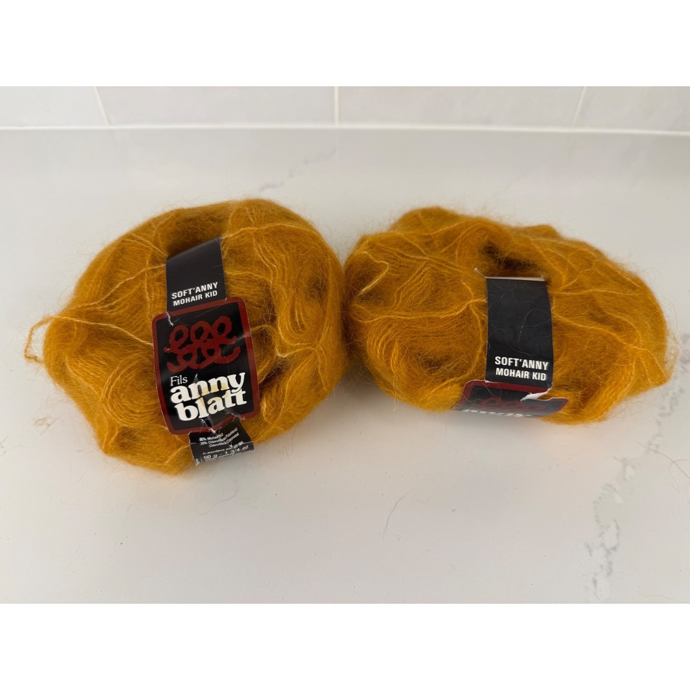 Anny Blatt Yarn Soft'Anny Mohair Kid 50g Gold Mustard French Knit 2 Balls